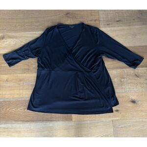 J Jill 2X Tunic Wearever Layered Stretch V-Neck 3/4 Sleeve Whimsigoth Wrap Top